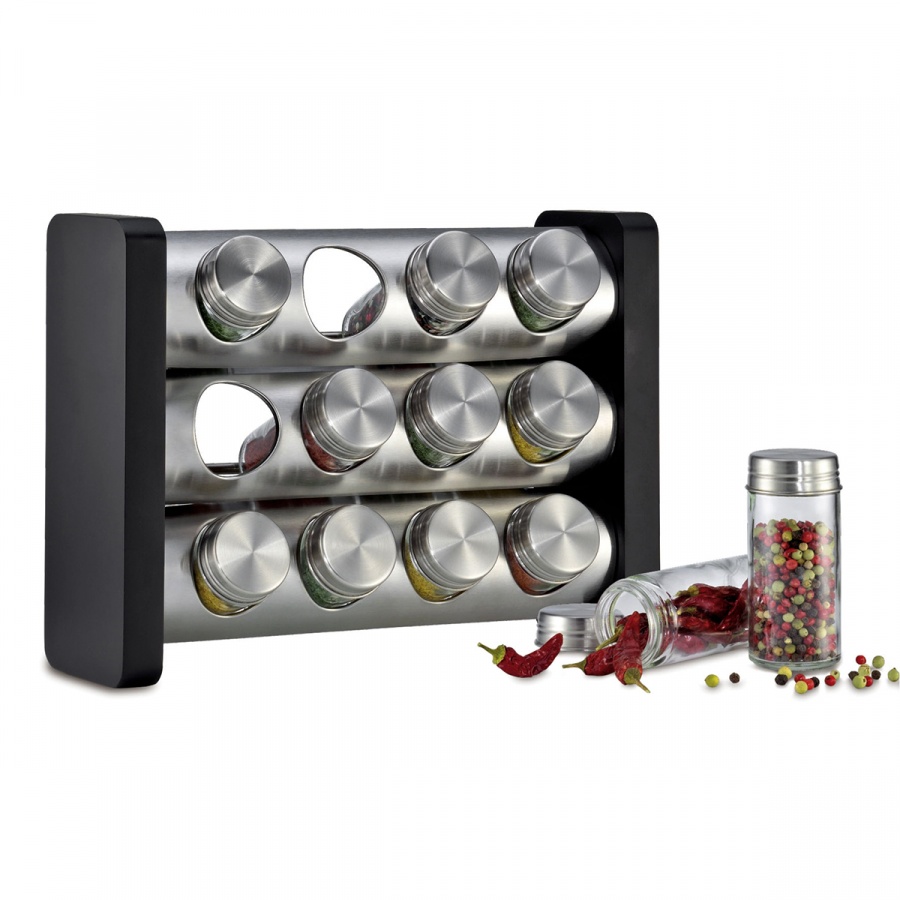 Stojak na 12 przypraw 29,5x12x22 cm Kuchenprofi czarno-srebrny