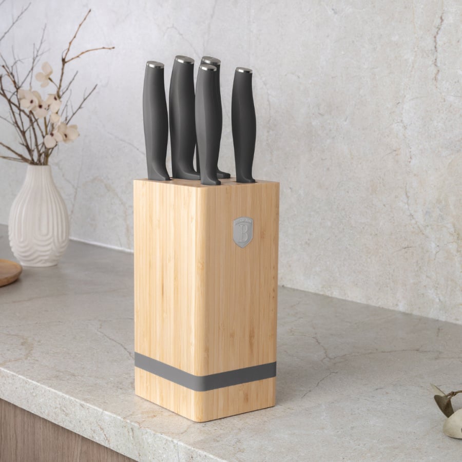 Zestaw noży w bambusowym stojaku 5 el. BerlingerHaus Antracit Collection BH-2968