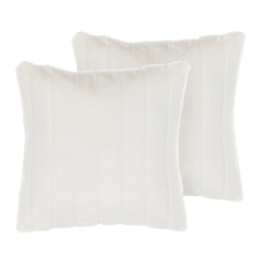 Zestaw 2 poduszek jednolity pumila sztuczne futro 45 x 45 cm biały