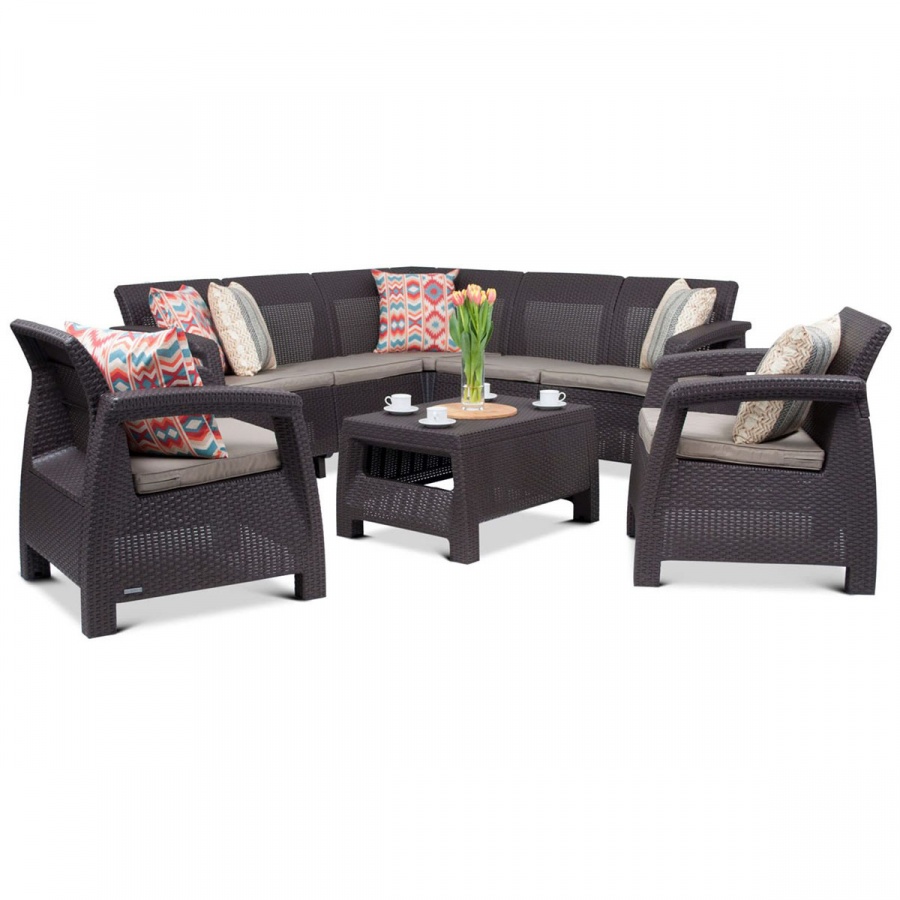 Narożnik na taras Corfu Relax DUO set : Kolor - brąz/taupe