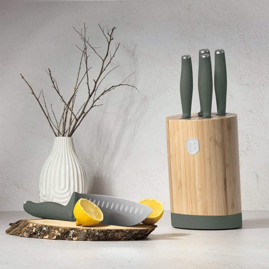 Zestaw noży w bambusowym stojaku 5 el. BerlingerHaus Matte Green Collection BH-2757