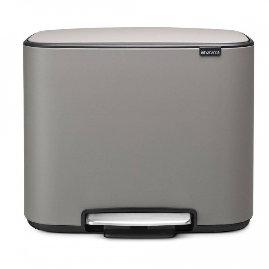BRABANTIA - Bo Pedal Bin - Kosz 11 l + 23 l - 2 komory - Szary - powłoka mineralna