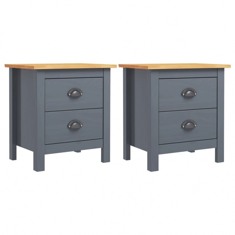 Szafki nocne Hill Range, 2 szt., szare, 46x35x49,5 cm, sosna