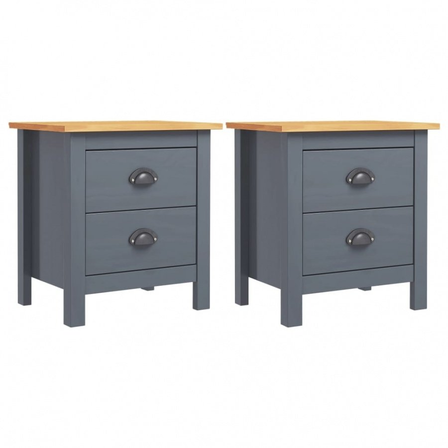 Szafki nocne Hill Range, 2 szt., szare, 46x35x49,5 cm, sosna