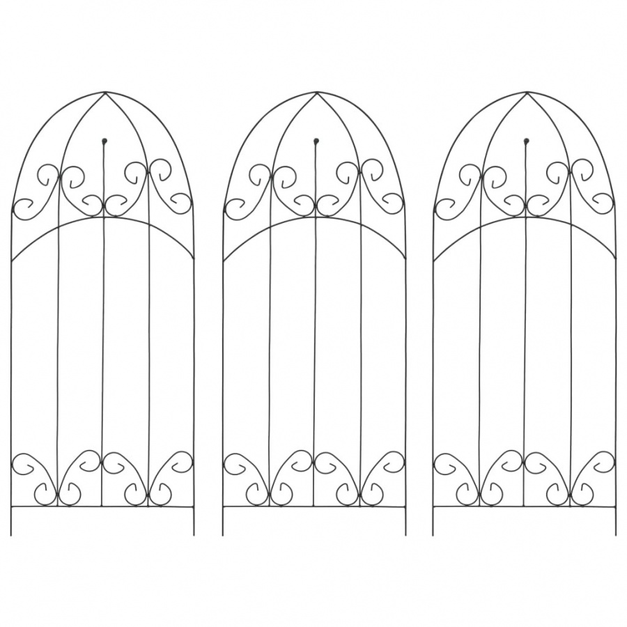 Drabinki na rośliny pnące, 3 szt., czarne, 40x100 cm, żelazo