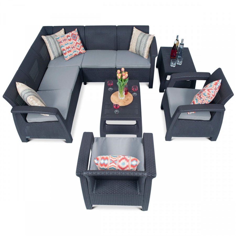 Zestaw z narożnikiem Corfu Relax Weekend : Kolor - grafit/szary