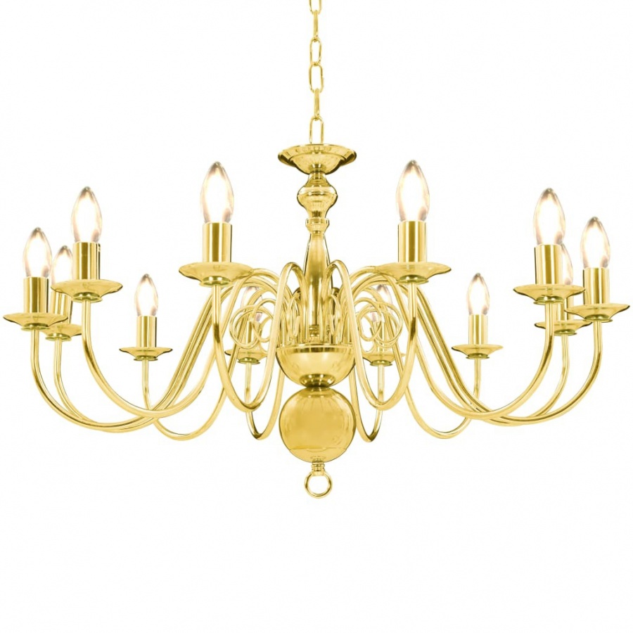 Żyrandol złoty 12 żarówek E14