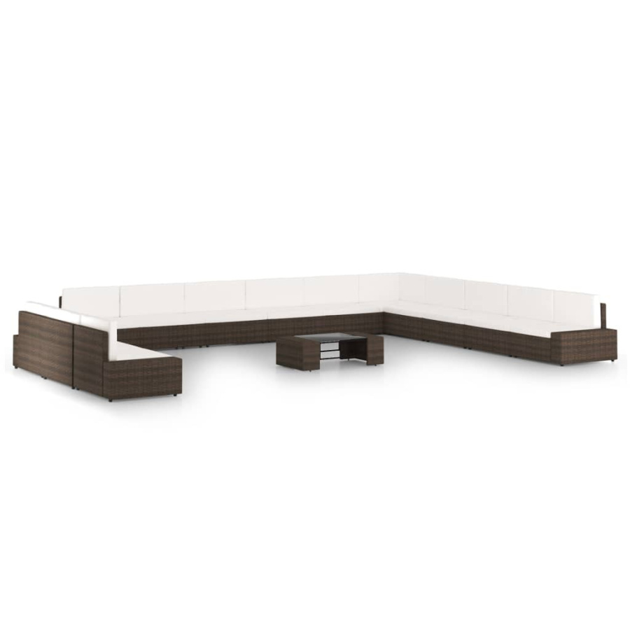 14-cz. ogrodowy zestaw wypoczynkowy, poduszki, rattan pe, brąz