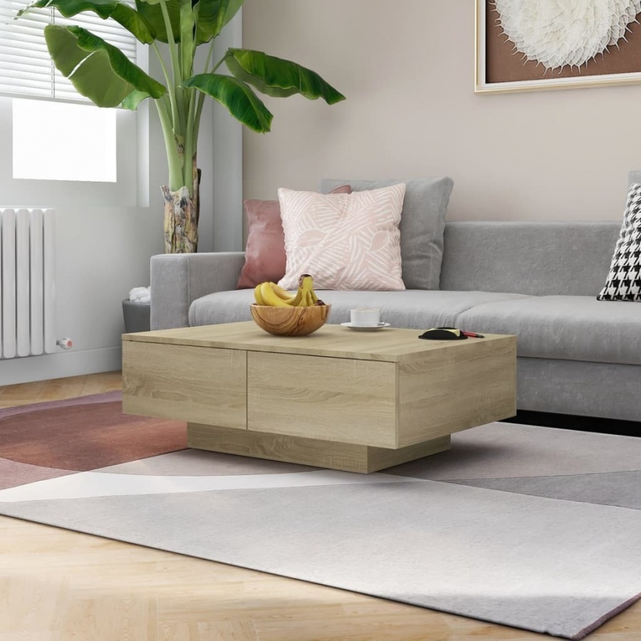 Stolik kawowy, dąb sonoma, 90x60x31 cm, płyta wiórowa