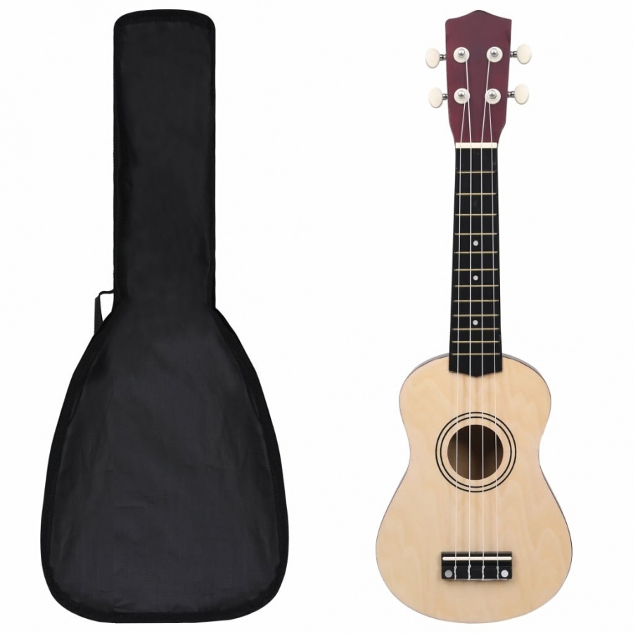 Ukulele sopranowe z pokrowcem, dla dzieci, jasne drewno, 21"