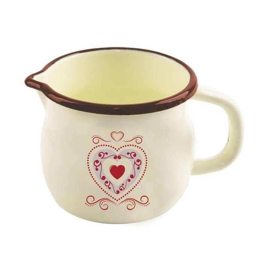 Kubek, garnek emaliowany z uchwytem, 12 cm, serce