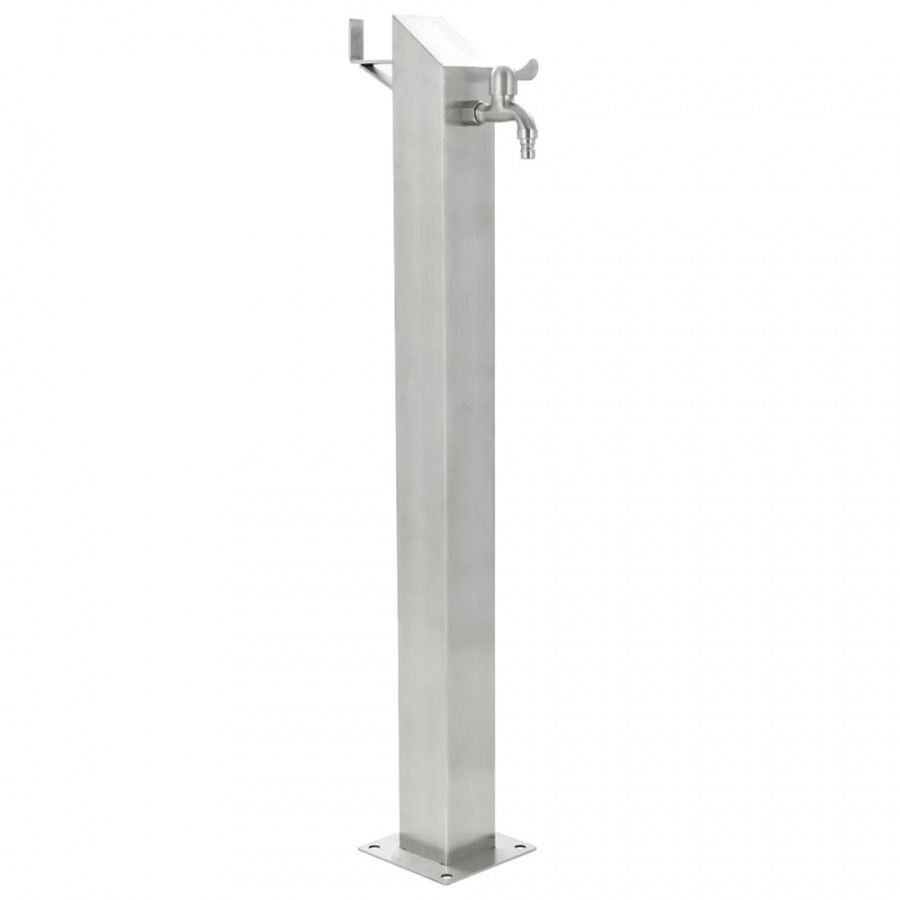 Kran ogrodowy na słupku, stal nierdzewna, kwadratowy, 95 cm