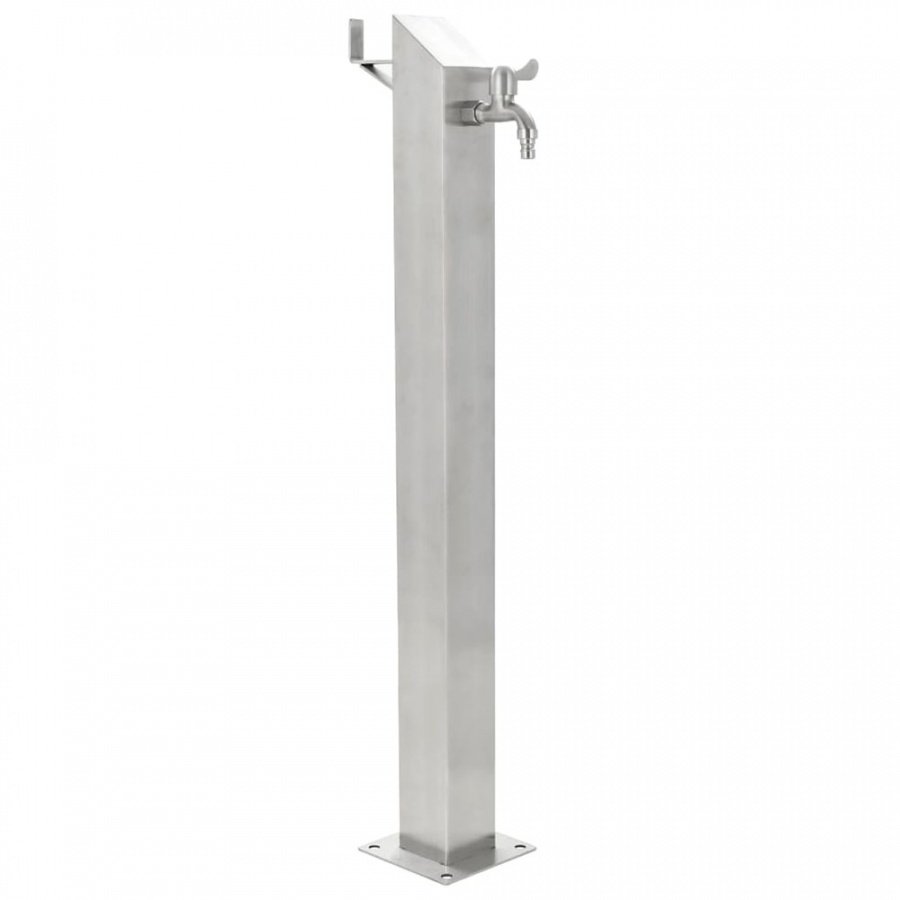 Kran ogrodowy na słupku, stal nierdzewna, kwadratowy, 95 cm
