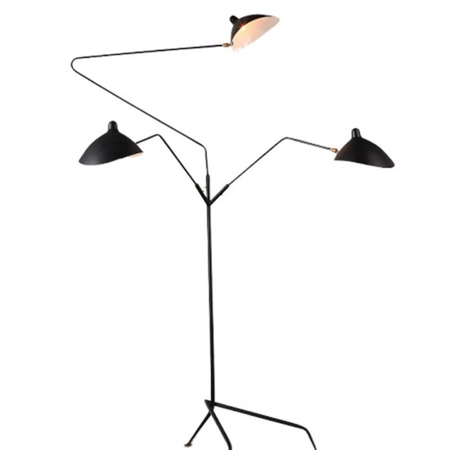 Lampa stojąca crane-3f czarna 210 cm