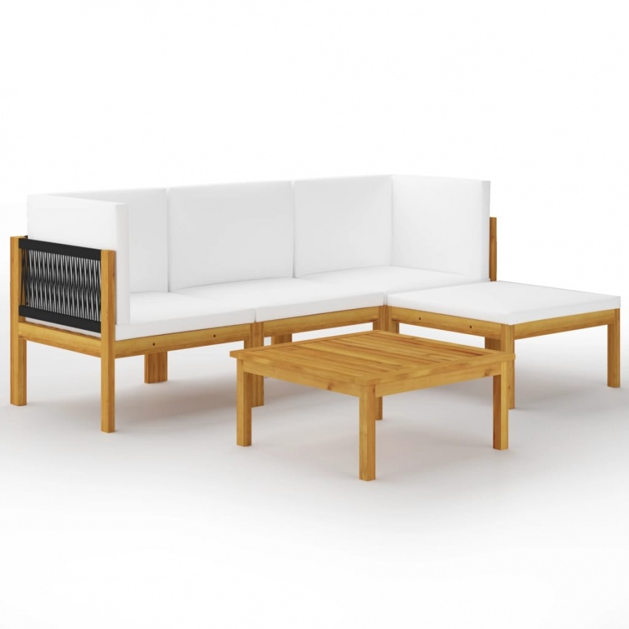 5-cz. zestaw wypoczynkowy do ogrodu, kremowe poduszki, akacja