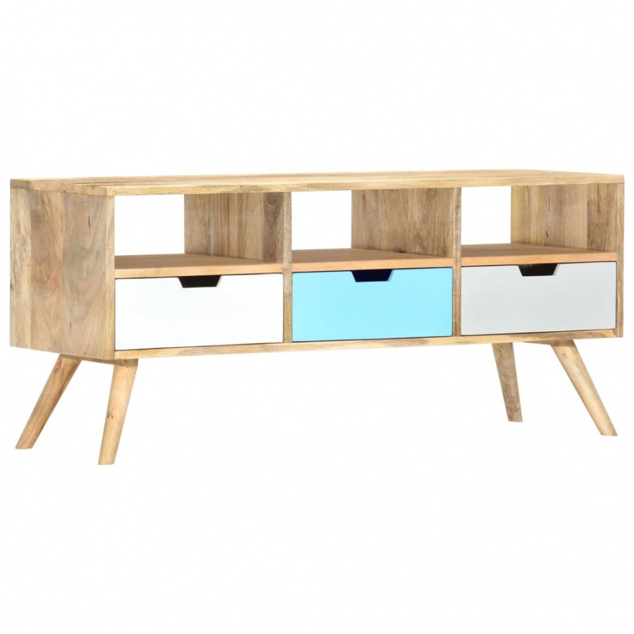 Szafka pod TV, 110 x 35 x 48 cm, lite drewno mango