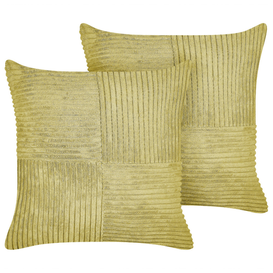 Zestaw 2 poduszek jednolity millet sztruks 43 x 43 cm oliwkowy