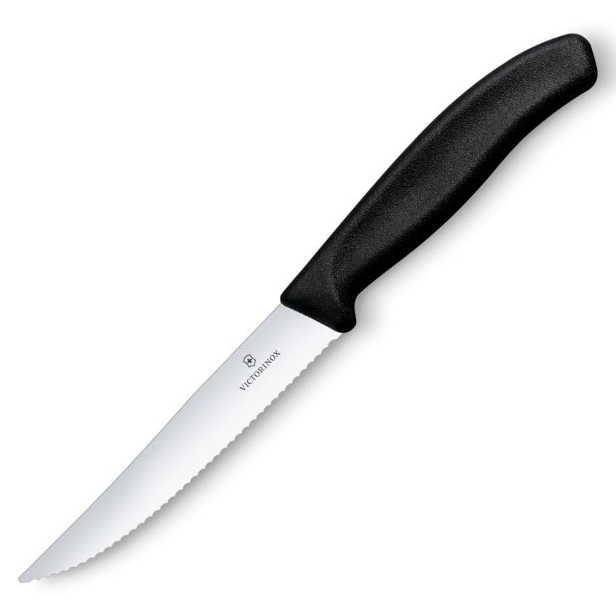 VICTORINOX - Swiss Classic - Nóż do steków - Ząbkowane ostrze - 12 cm - Czarny