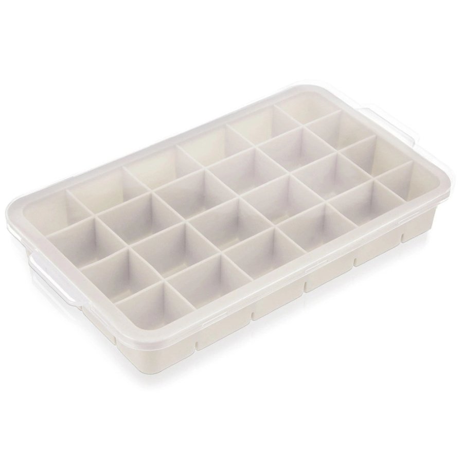 Forma do kostek lodu z pokrywką silikonowa beżowa 22,5x13x3 cm