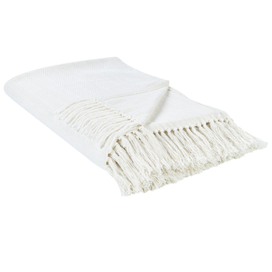 Koc ampara bawełna 220 x 240 cm złamana biel