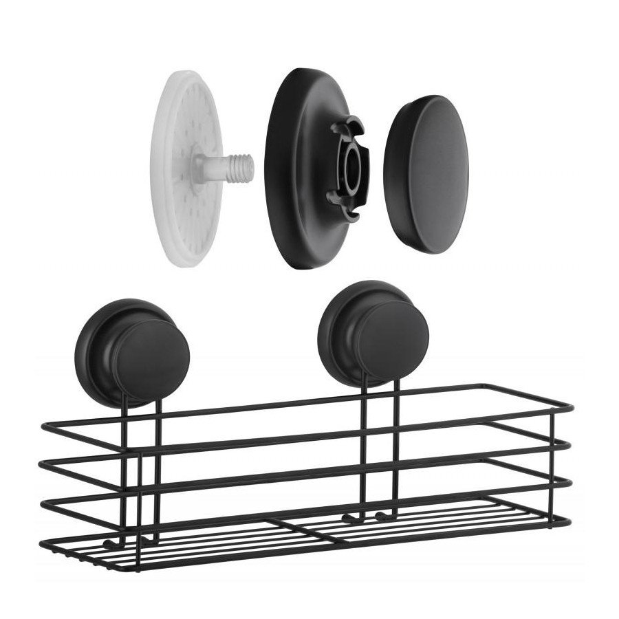 Półka łazienkowa wisząca pod prysznic koszyk łazienkowy na przyssawkę czarny - yoka