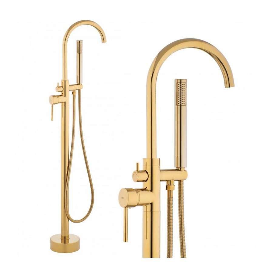 Bateria wannowo prysznicowa wolnostojąca złota - yoka