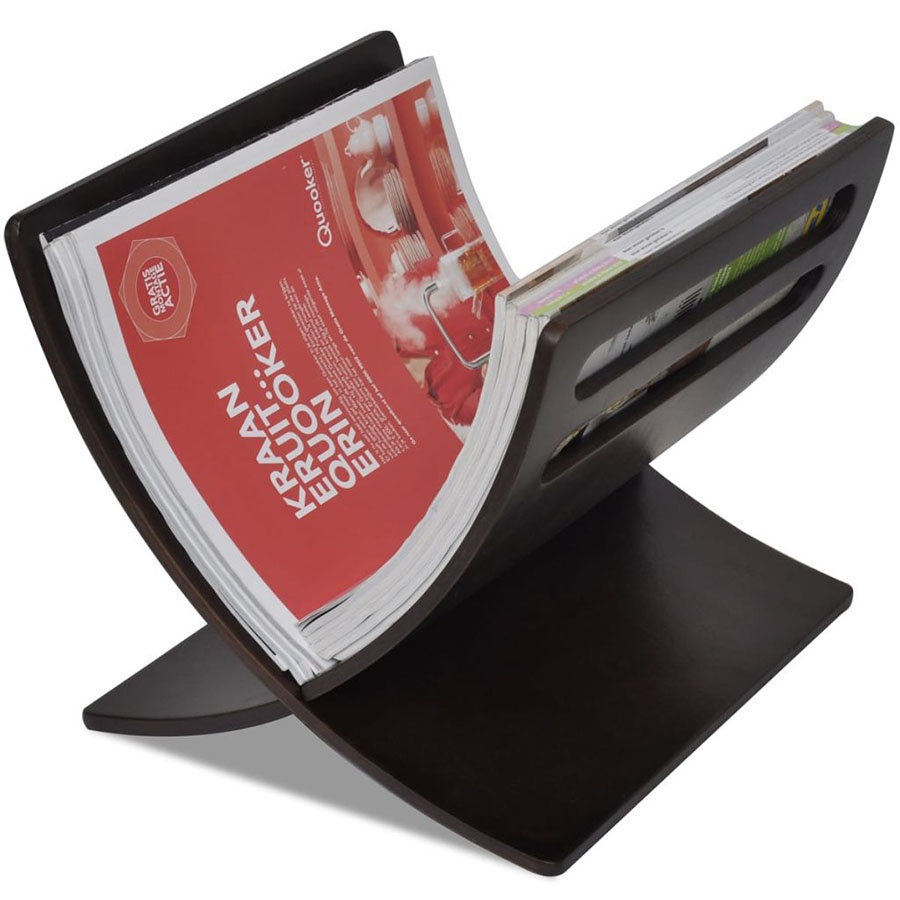 Drewniany stojak na gazety, brązowy