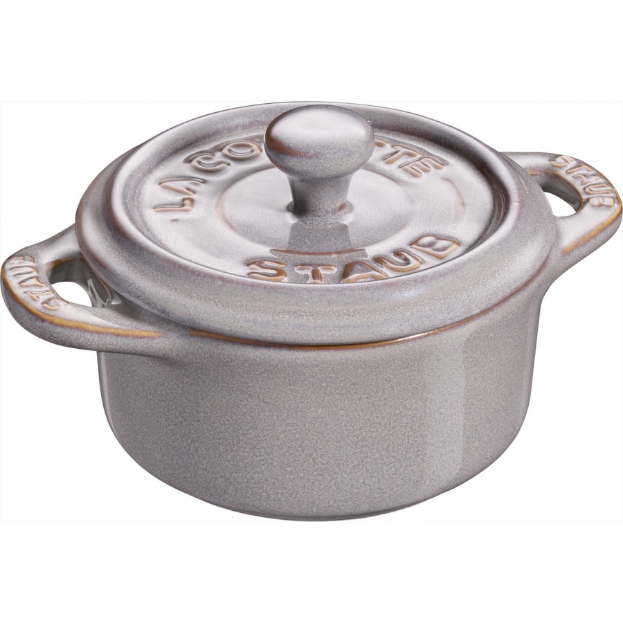 Staub Mini Cocotte Okrągły - 200 ml, Antyczny szary