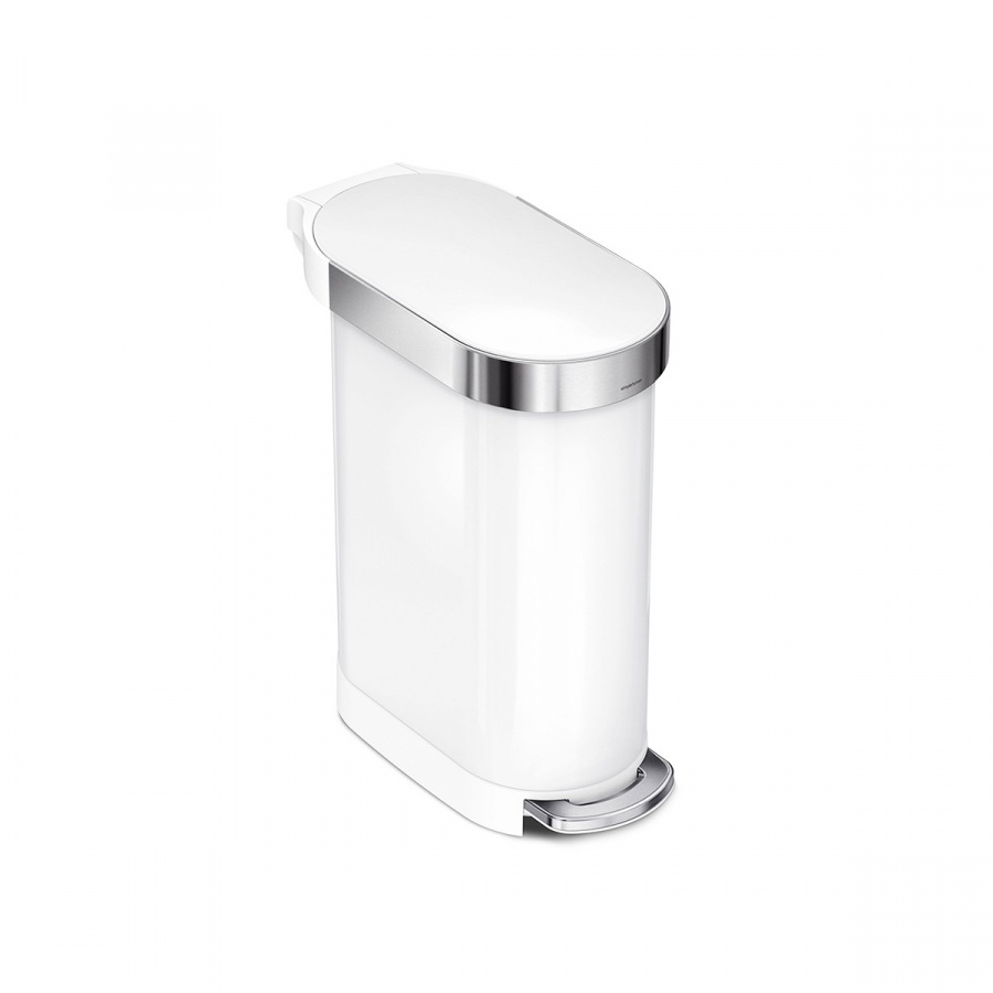 Kosz na śmieci 45L pedałowy SLIM - biały / simplehuman
