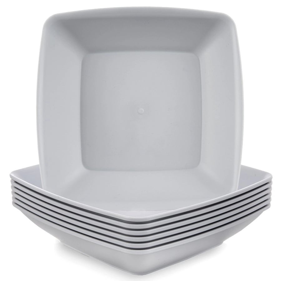 Talerze obiadowe głębokie plastikowe szare SANDY 17,5 cm, 500 ml 6 szt.