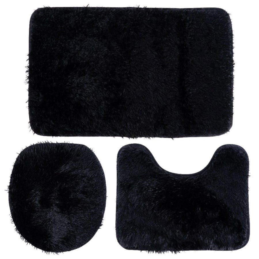 Zestaw dywaników łazienkowych czarny 3 el.