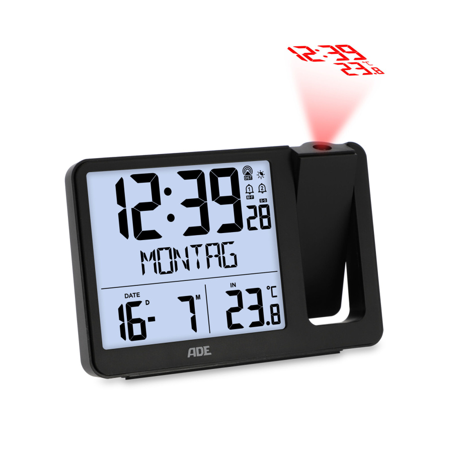 Zegar elektroniczny z projektorem, 15,5 x 10,5 x 4 cm, czarny