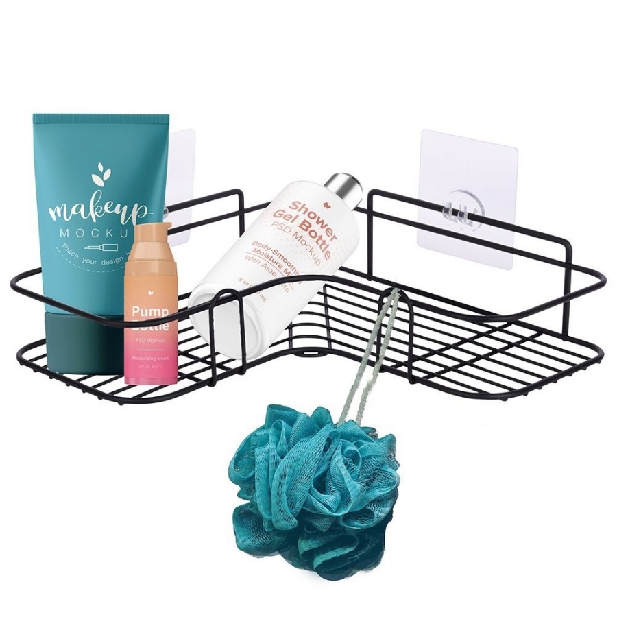 Półka pod prysznic metalowa czarna przyklejana