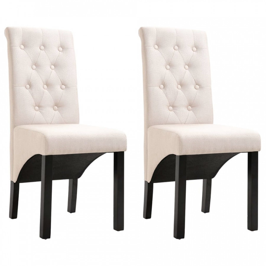 Krzesła do jadalni 2 szt. kremowe tapicerowane tkaniną