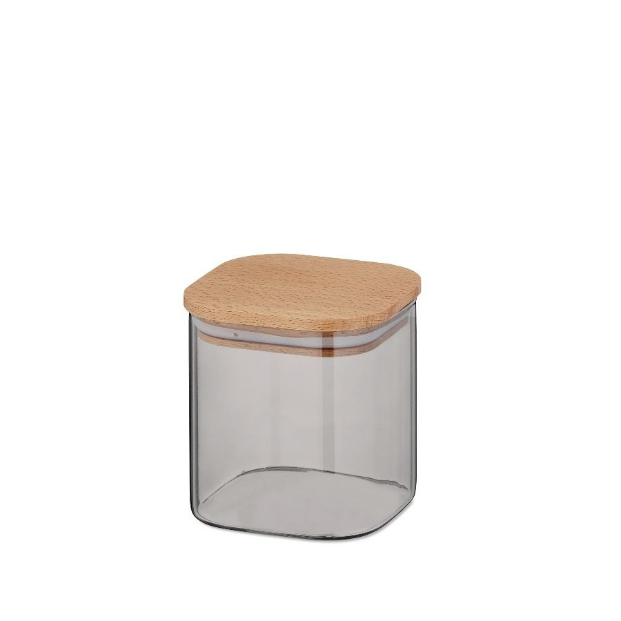 Pojemnik kuchenny, szkło borokrzemowe/drewno bukowe, 10 x 10 x 11 cm, 0,75 l