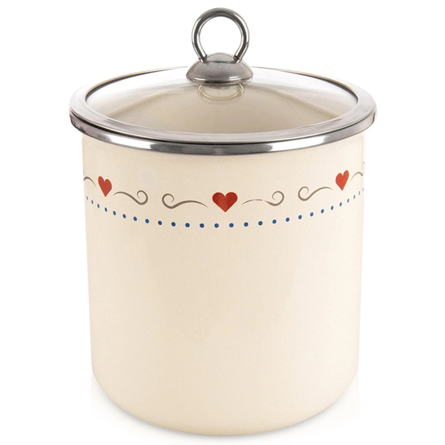 Pojemnik na żywność emaliowany z pokrywką szklaną tonca 1,4 l