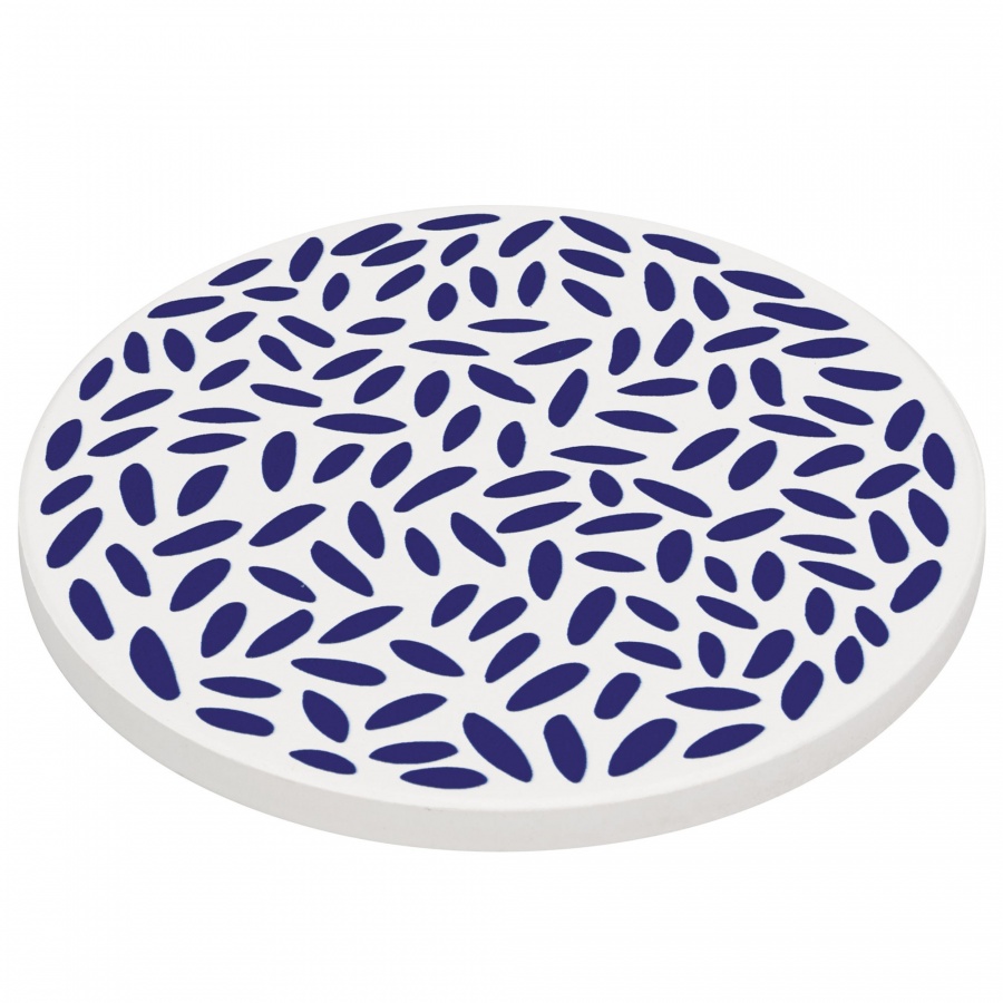 Podkładka pod szklankę, ceramika/korek, śred. 11 cm, krople