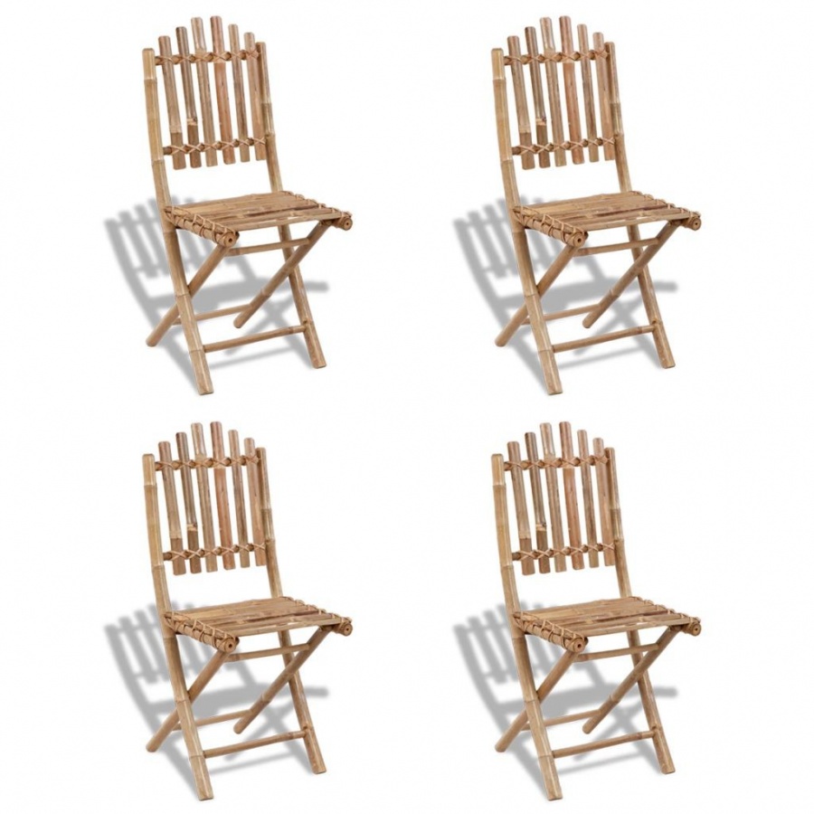 Składane krzesła ogrodowe, 4 szt., bambusowe