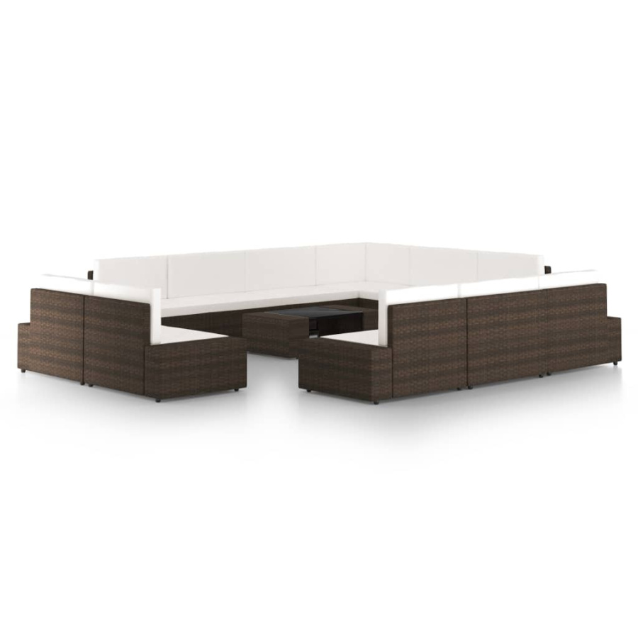 12-cz. ogrodowy zestaw wypoczynkowy, poduszki, rattan pe, brąz