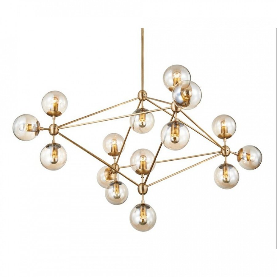 Lampa wisząca PLANETARIO 15 GOLD złota - klosze szronione