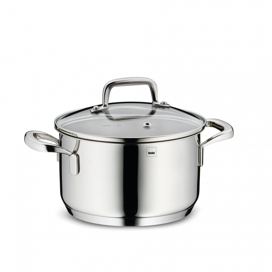garnek z pokrywką, stal nierdzewna/szkło, 1,6 l, śred. 16 x 10 cm