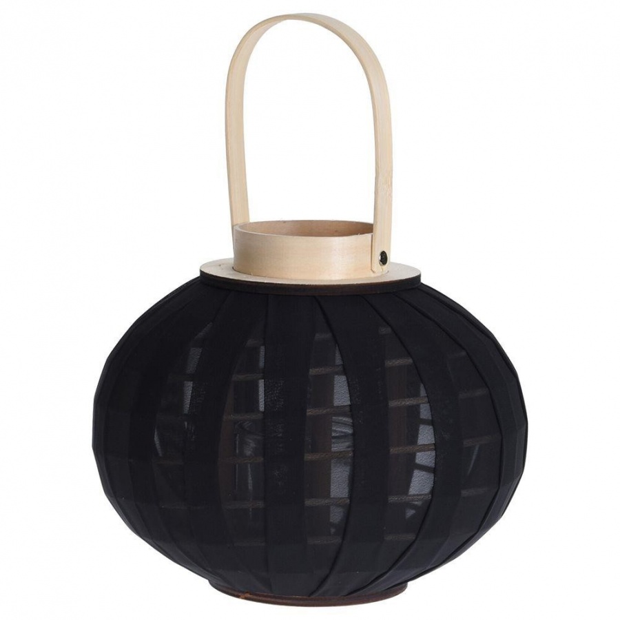 Lampion latarnia ze szklanym wkładem czarny ogrodowy dekoracyjny 22x24 cm