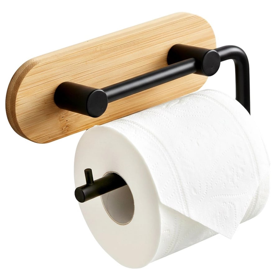 Uchwyt na papier toaletowy metalowy bambusowy czarny BLACK 13,5 cm