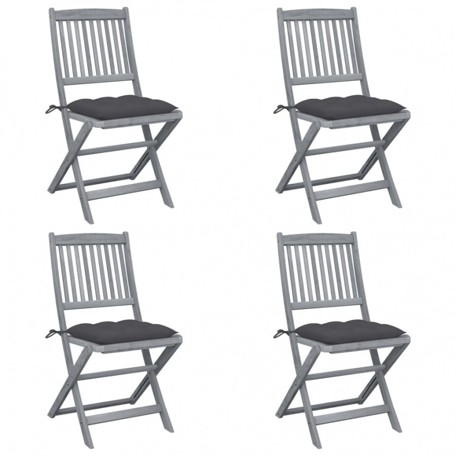 Składane krzesła ogrodowe, 4 szt., z poduszkami, akacjowe