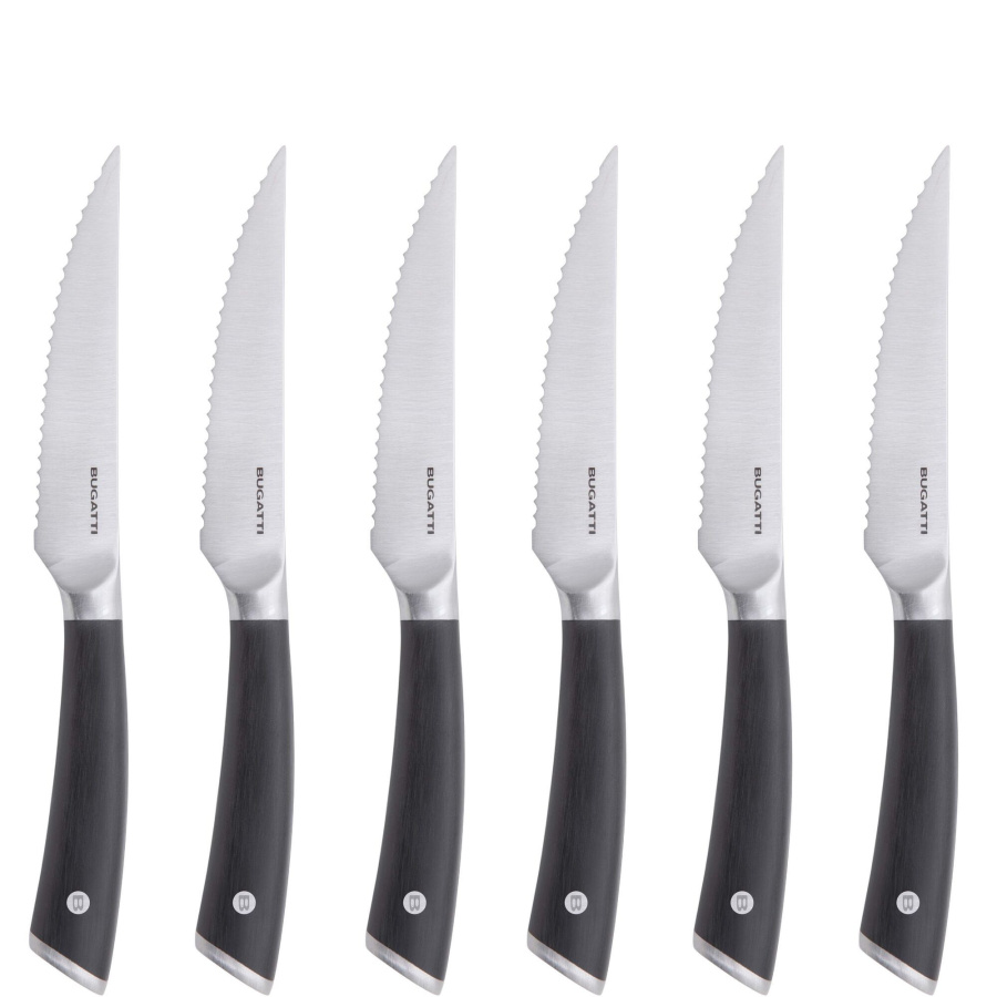 Auberge - zestaw 6 noży do steków z ząbkowanym ostrzem w drewnianym opakowaniu