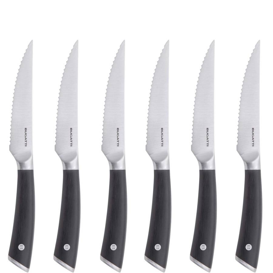 Auberge - zestaw 6 noży do steków z ząbkowanym ostrzem w drewnianym opakowaniu