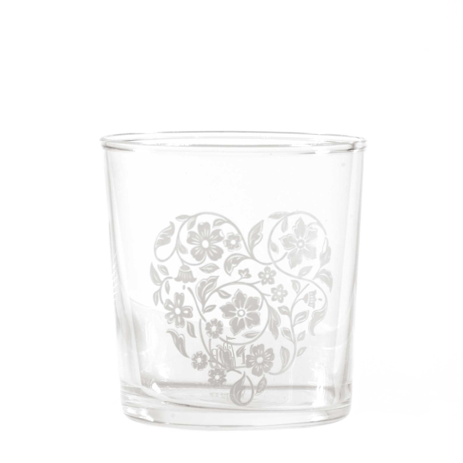 Zestaw 6 szklanek z grubym dnem babila serce/kwiaty - przezroczysty, 350 ml