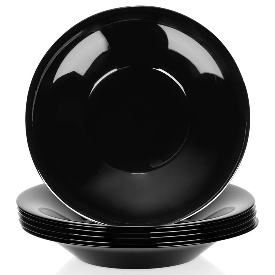 Talerz obiadowy głęboki szklany czarny 21,5 cm, 400 ml 6 szt.