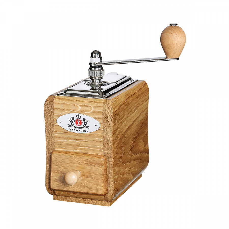młynek do kawy, 9 x 14 x 20 cm, 30 g, drewno dębowe