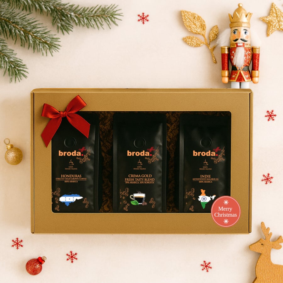 Zestaw Prezentowy • Kawy świeżo palone broda. coffee • INDIE - CREMA GOLD - HONDURAS